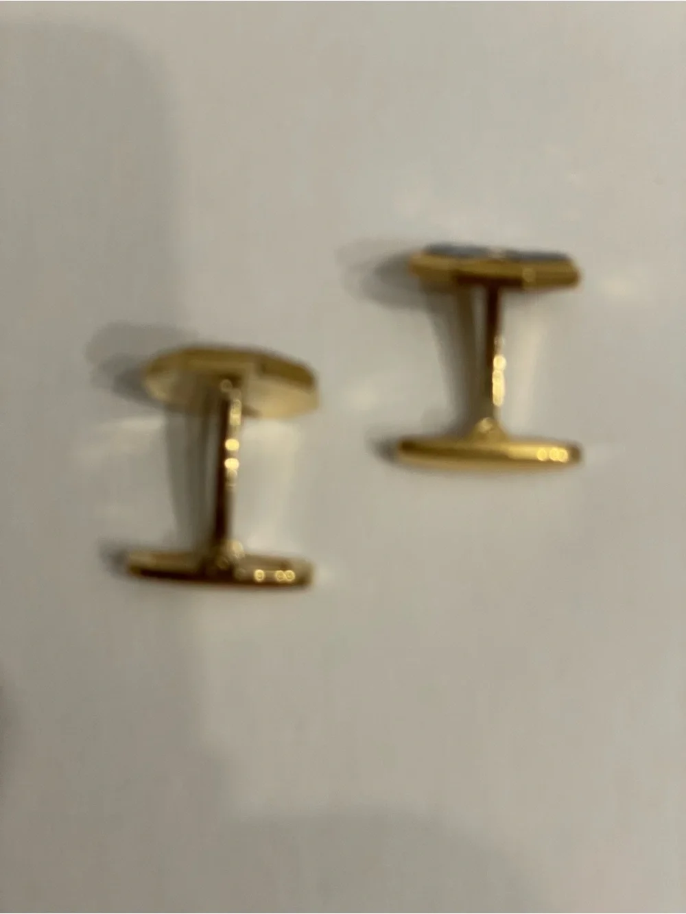YSL authentic Gold-Tone Blue Octagon Cufflinks EUC